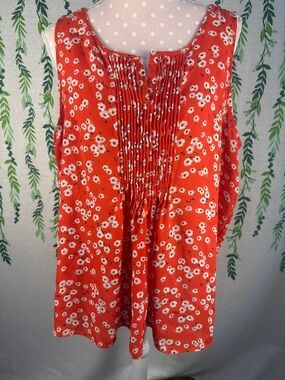 Essentials by ABS Orange Floral Sleeveless Top B5